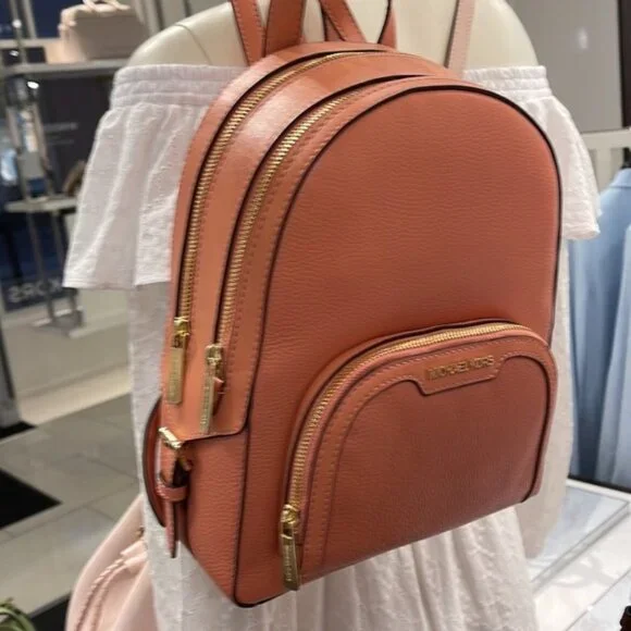 Michael Kors Jaycee Medium Zip PKT Backpack Sherbert Leather display picture 2